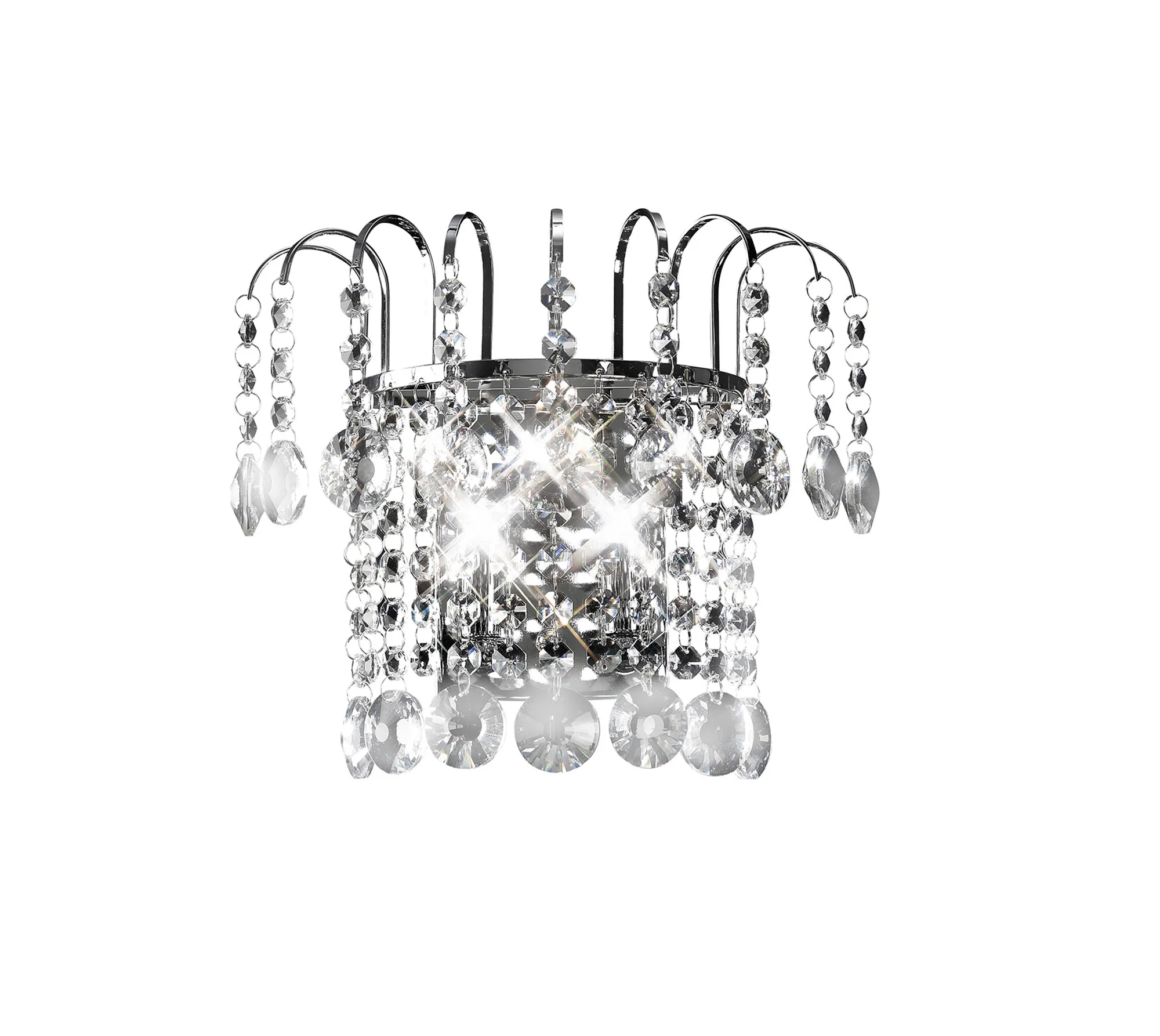 Rosina Polished Chrome Crystal Wall Lights Diyas Flush Crystal Wall Lights